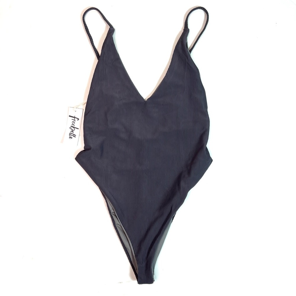 NWT Freebella Elle One-piece High Cut Swimsuit Gray Size Small - Picture 3 of 10